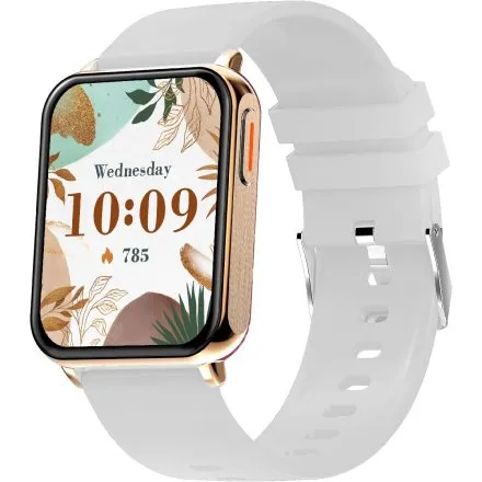 GRAVITY GT17-4 prostokątny szary złoty smartwatch do rozmów