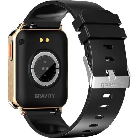 GRAVITY GT17-5 prostokątny czarny złoty smartwatch do rozmów