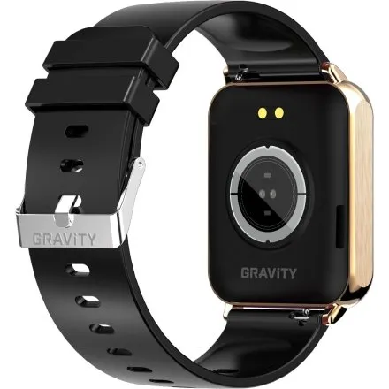 GRAVITY GT17-5 prostokątny czarny złoty smartwatch do rozmów
