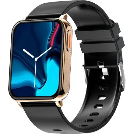 GRAVITY GT17-5 prostokątny czarny złoty smartwatch do rozmów