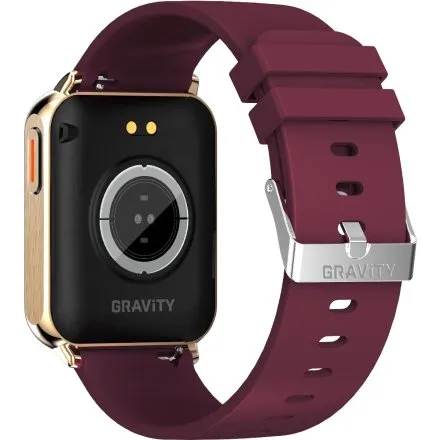 GRAVITY GT17-6 prostokątny bordo złoty smartwatch do rozmów