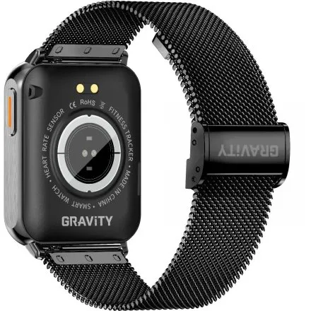 GRAVITY GT17-7 prostokątny czarny smartwatch do rozmów