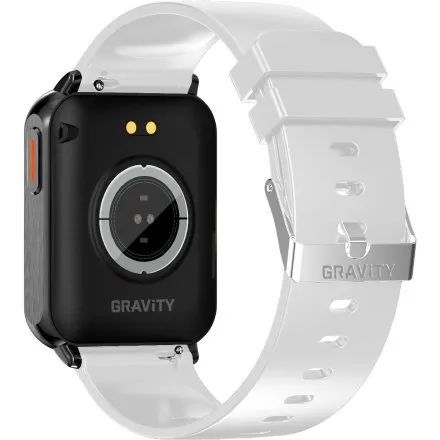 GRAVITY GT17-8 prostokątny czarny biały smartwatch do rozmów