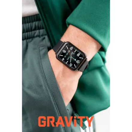 GRAVITY GT17-9 prostokątny czarny granatowy smartwatch do rozmów