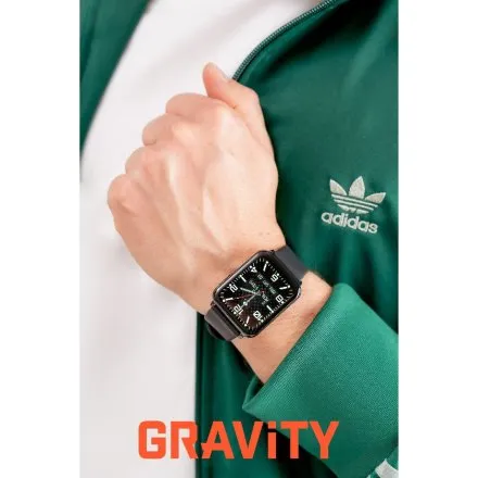 GRAVITY GT17-10 prostokątny czarny czerwony smartwatch do rozmów