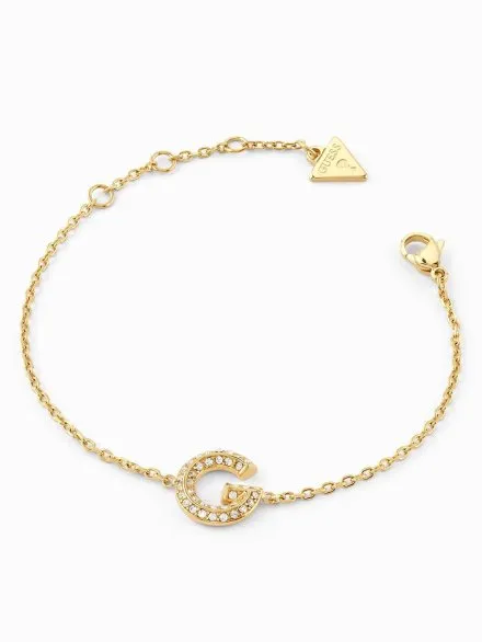 Złota bransoletka Guess literka G CRYSTAL JUBB05442JW (S)