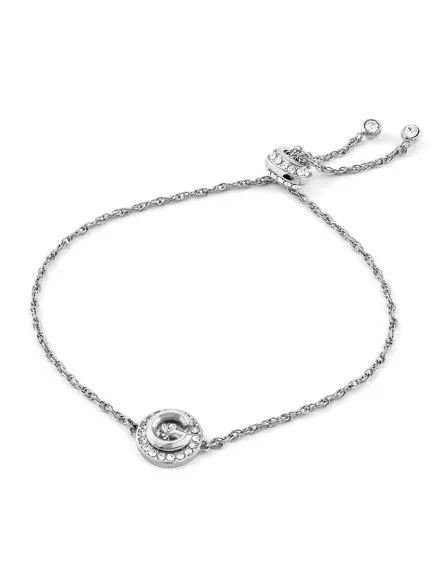 Srebrna bransoletka Guess G CRYSTAL literka G z kryształkami JUBB05447JW