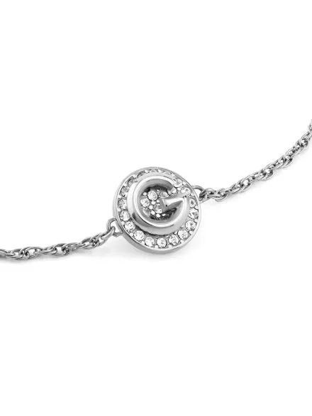Srebrna bransoletka Guess G CRYSTAL literka G z kryształkami JUBB05447JW