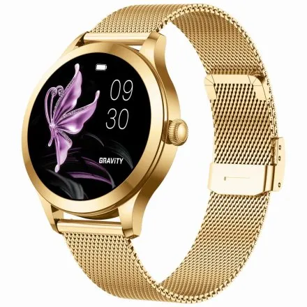 GRAVITY GT25-1 PRO damski złoty smartwatch RÓŻOWY PASEK GRATIS