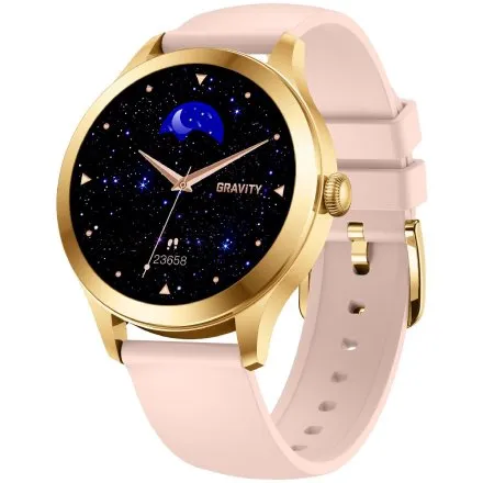 GRAVITY GT25-1 PRO damski złoty smartwatch RÓŻOWY PASEK GRATIS