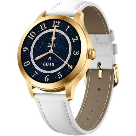 GRAVITY GT25-2 PRO damski złoty smartwatch BIAŁY PASEK GRATIS