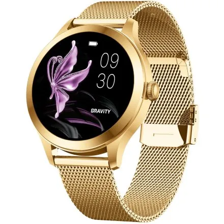 GRAVITY GT25-2 PRO damski złoty smartwatch BIAŁY PASEK GRATIS