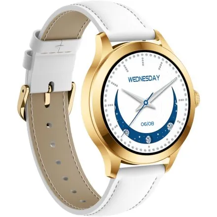 GRAVITY GT25-2 PRO damski złoty smartwatch BIAŁY PASEK GRATIS