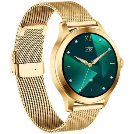 GRAVITY GT25-2 PRO damski złoty smartwatch BIAŁY PASEK GRATIS