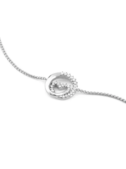 Guess Iconique srebrna bransoletka damska serce kryształki JUBB05527JW (S)