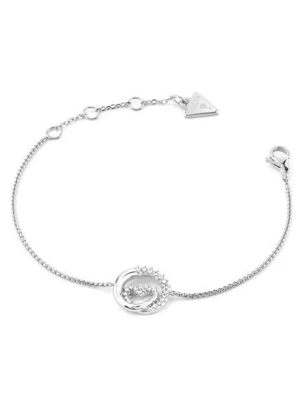 Guess Iconique srebrna bransoletka damska serce kryształki JUBB05527JW (S)