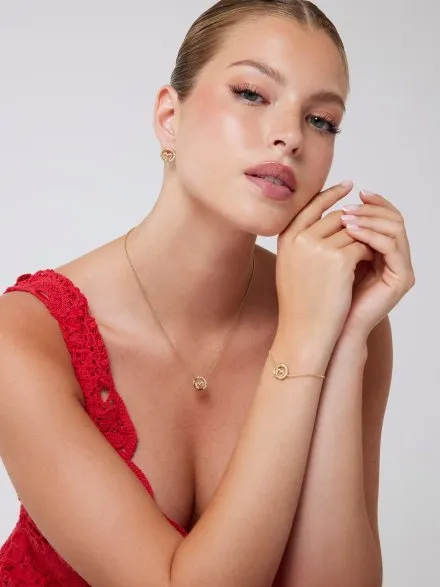 Guess Iconique złota bransoletka damska serce kryształki JUBB05527JW (L)