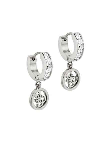 Guess HUGGIE ME srebrne kolczyki wiszące z zawieszką i kryształami JUBE03147JW-RH
