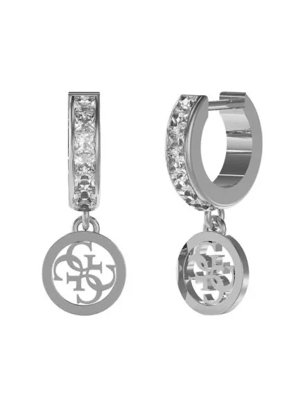 Guess HUGGIE ME srebrne kolczyki wiszące z zawieszką i kryształami JUBE03147JW-RH