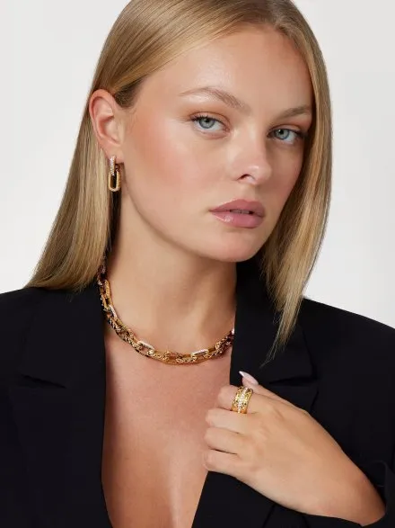 Guess Stylish Guess złote kolczyki kryształki JUBE04582JW