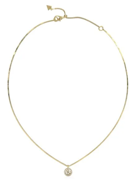 Złoty naszyjnik z okrągłą zawieszką Guess 4G CRUSH JUBN04162JW