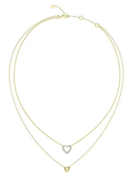 Guess BELOVED złoty podwójny naszyjnik serce JUBN05026JW