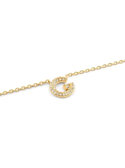 Złoty naszyjnik Guess G CRYSTAL z zawieszką literka G JUBN05441JW