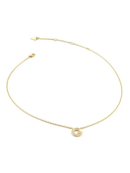 Złoty naszyjnik Guess G CRYSTAL z zawieszką literka G JUBN05441JW