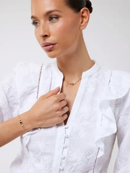 Guess Tiny Pearly złoty naszyjnik logo z perełkami JUBN05519JW