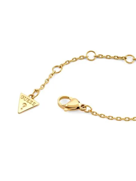 Guess Tiny Pearly złoty naszyjnik logo z perełkami JUBN05519JW