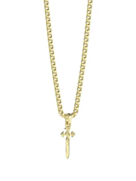 Złoty łańcuszek męski z krzyżykiem Guess SOUTH ALAMEDA JUMN04024JW