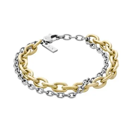 Biżuteria Armani Exchange Double Chain srebrno-złota męska bransoletka AXG0162710