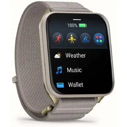 Prostokątny smartwatch Garmin Venu X1 Złoty Soft Gold AMOLED Latarka Rozmowy 010-02980-09