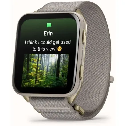 Prostokątny smartwatch Garmin Venu X1 Złoty Soft Gold AMOLED Latarka Rozmowy 010-02980-09