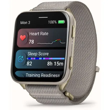 Prostokątny smartwatch Garmin Venu X1 Złoty Soft Gold AMOLED Latarka Rozmowy 010-02980-09