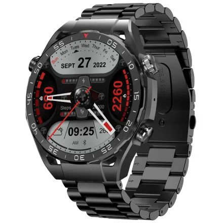 GRAVITY GT13-5 czarny smartwatch męski do rozmów bransoleta i pasek w zestawie