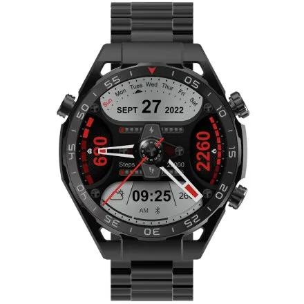 GRAVITY GT13-5 czarny smartwatch męski do rozmów bransoleta i pasek w zestawie