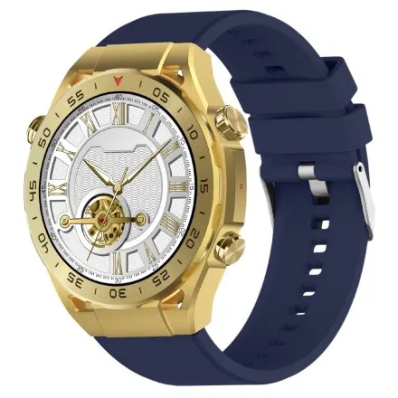 GRAVITY GT13-8 złoto-granatowy smartwatch męski do rozmów bransoleta i pasek w zestawie