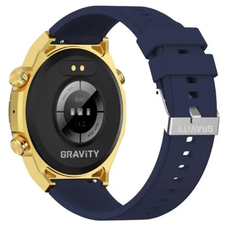 GRAVITY GT13-8 złoto-granatowy smartwatch męski do rozmów bransoleta i pasek w zestawie