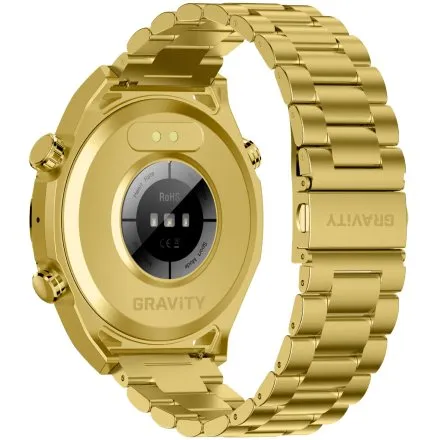 GRAVITY GT13-8 złoto-granatowy smartwatch męski do rozmów bransoleta i pasek w zestawie