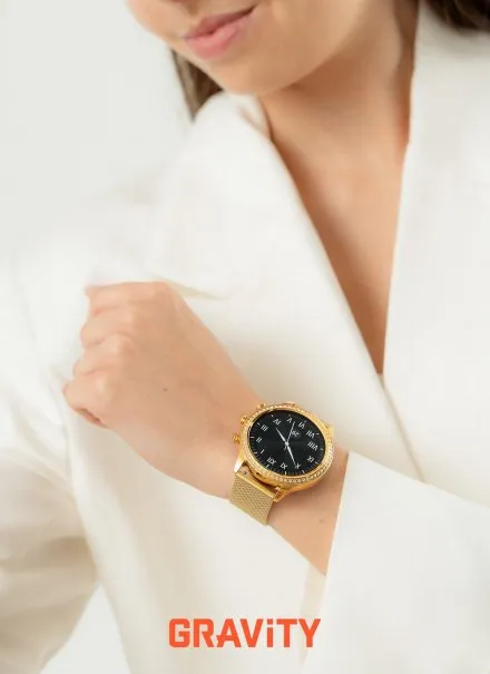 GRAVITY GT5-2 damski złoty smartwatch BIAŁY PASEK GRATIS