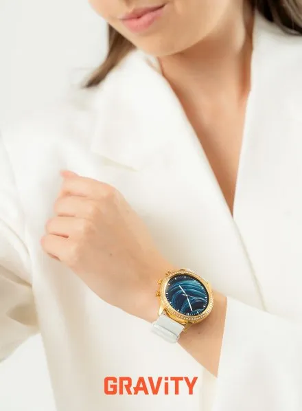 GRAVITY GT5-2 damski złoty smartwatch BIAŁY PASEK GRATIS