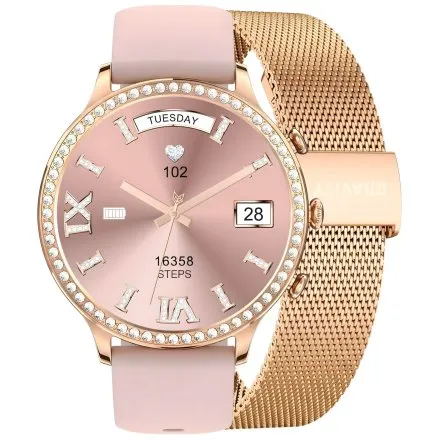 GRAVITY GT5-5 damski różowozłoty smartwatch RÓŻOWY PASEK GRATIS
