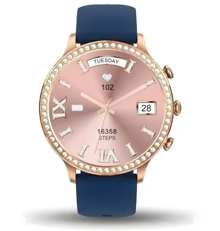 GRAVITY GT5-6 damski różowozłoty smartwatch GRANATOWY PASEK GRATIS