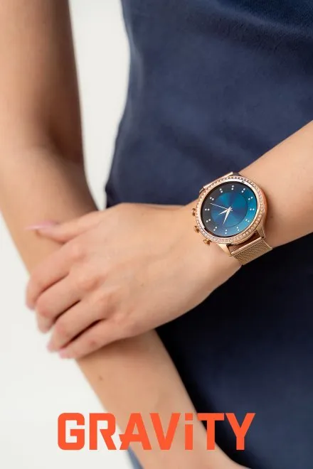 GRAVITY GT5-6 damski różowozłoty smartwatch GRANATOWY PASEK GRATIS