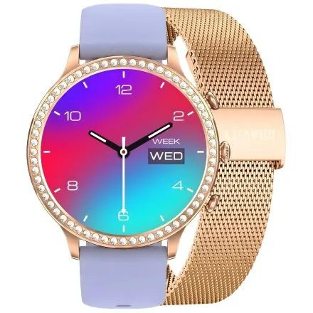 GRAVITY GT5-7 damski różowozłoty smartwatch NIEBIESKI PASEK GRATIS
