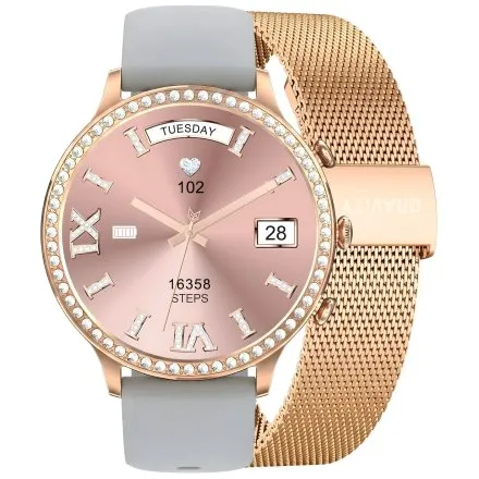 GRAVITY GT5-8 damski różowozłoty smartwatch SZARY PASEK GRATIS