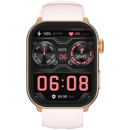 GRAVITY GT28-6 prostokątny różowozłoty smartwatch do rozmów