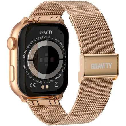 GRAVITY GT28-8 prostokątny różowozłoty smartwatch do rozmów