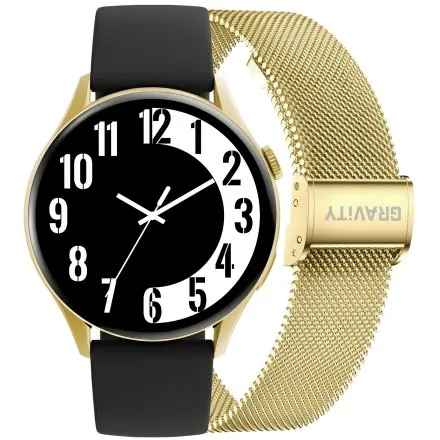 GRAVITY GT11-1 damski złoty smartwatch CZARNY PASEK GRATIS